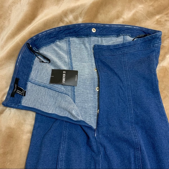NEW Forever 21 Strapless Denim Dress - Picture 7 of 8
